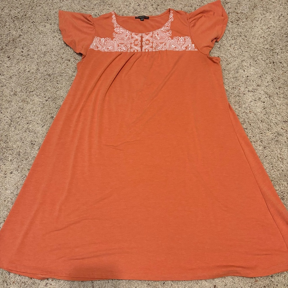 Adrianna Papell Orange Flutter Sleeve Dress